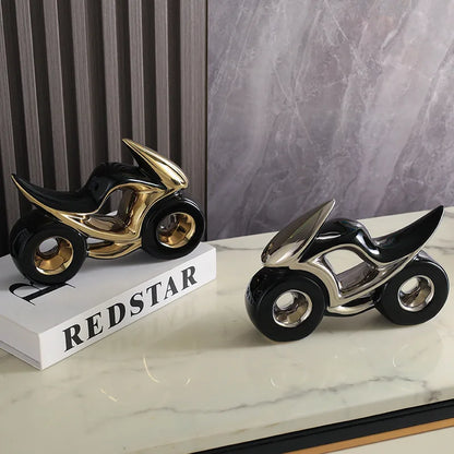 DecorBites™ Ceramic Motorcycle Light Decoration for Living Room, Porch, Dining Side