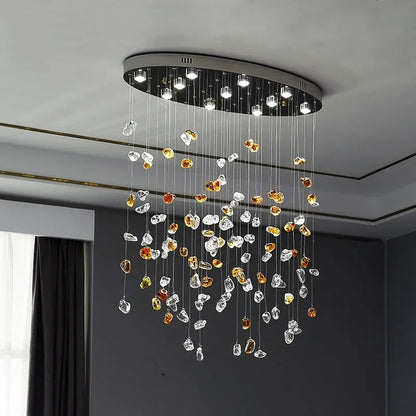 DecorBites™ Crystal Dining Chandelier: Elegant Stone Decorative Lighting for Living Room