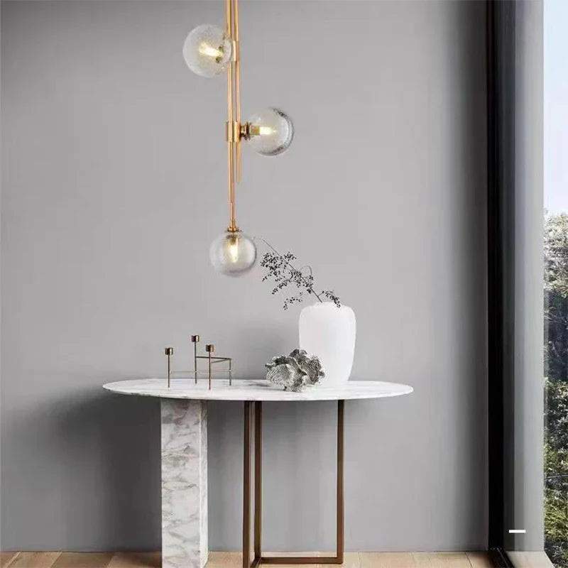 DecorBites™ LED Glass Ball Pendant Light Brass Luminaire for Home Decor