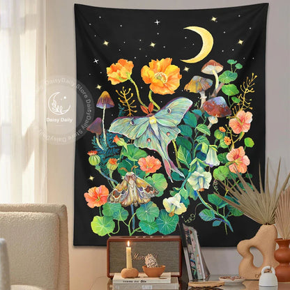 Floral Moon Luna Tapestry for Home Decor by Decobites