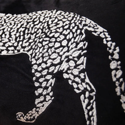 DecorBites™ Gold Leopard Embroidered Pillow Cover for Luxe Living Room Decor