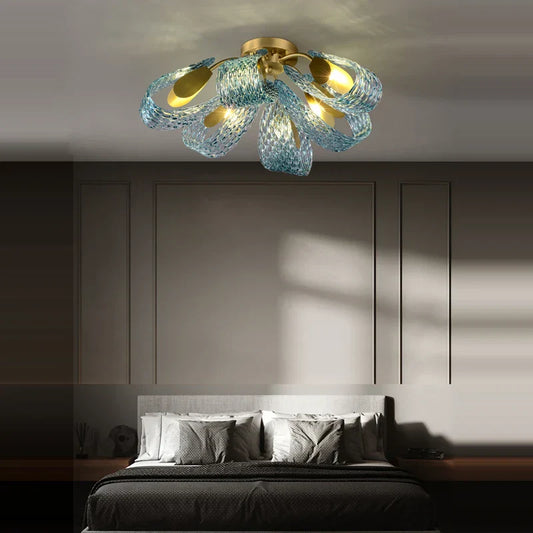 DecorBites™ Blue Queen Crystal Glass Ceiling Chandelier for Bedroom