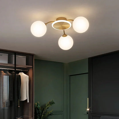 مصباح سقف زجاجي على شكل كرة من DecorBites™ باللون الذهبي لغرفة المعيشة وغرفة الطعام وغرفة النوم من DecorBites™