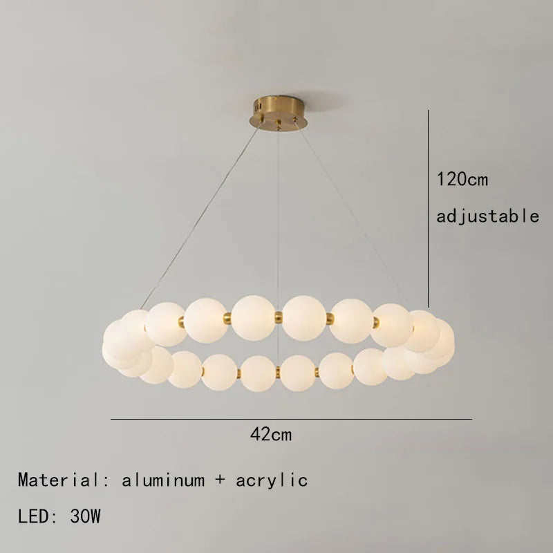 DecorBites™ Brass LED Pendant Light Dimmable Acrylic Ball Luminaire for Bedroom & Living Room