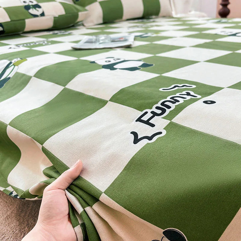 DecorBites™ Cartoon Printed Cotton Bedspread | Queen King | Durable Coarse Cloth | All Seasons