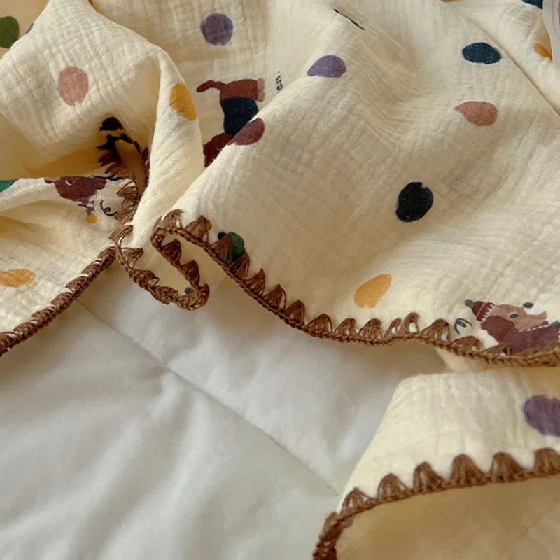 DecorBites™ Korean Cotton Cartoon Blanket for Travel & Home - Kids, Adults