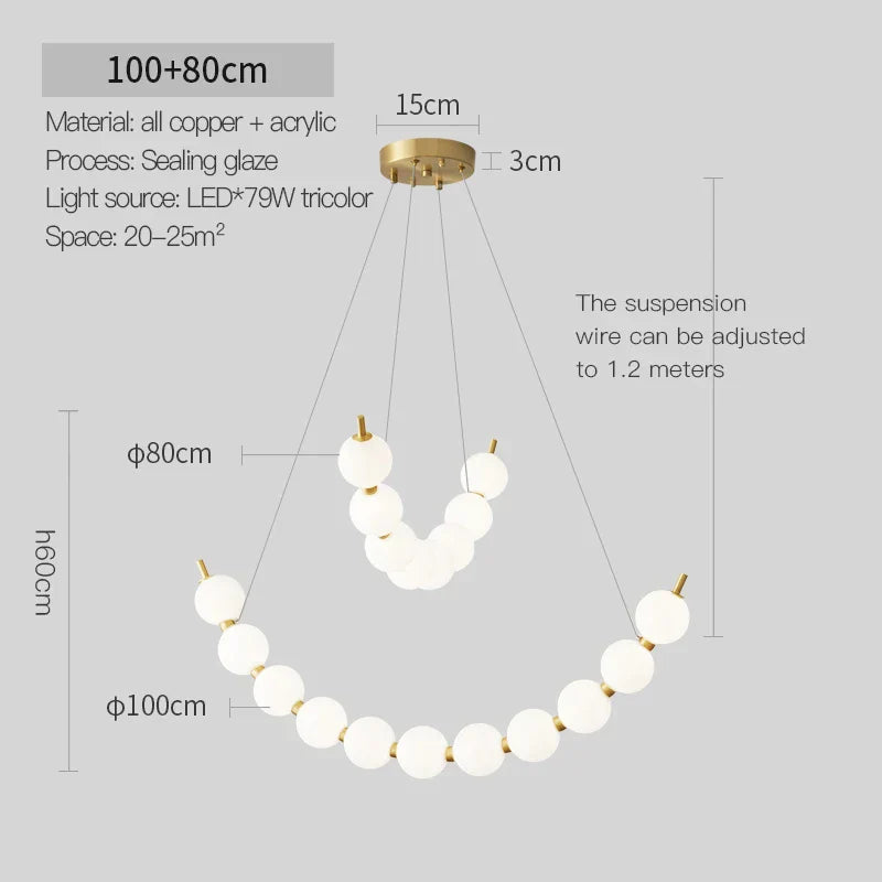 DecorBites™ Brass Full Copper Modern Chandelier Light Fixture for Stylish Living Spaces