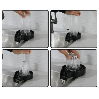 DecorBites™ Glass Rinser Sink Automatic Cup Washer Bar Coffee Tea Pitcher Tool