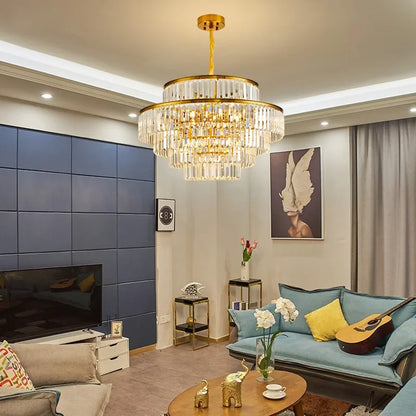 DecorBites™ Golden Crystal Chandelier Pendant Light for Luxurious Living Room, Dining Room, Bedroom