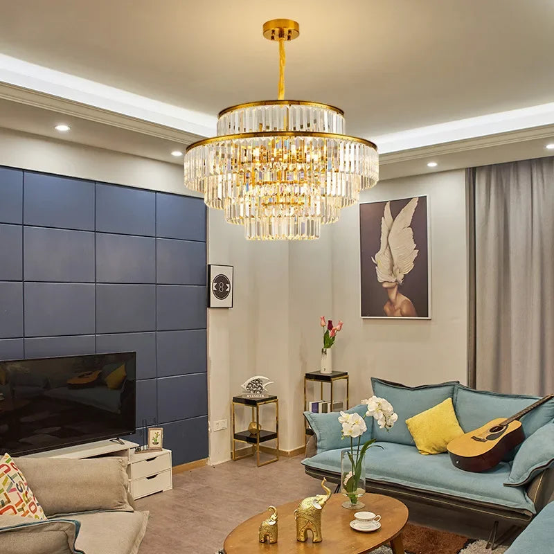 Decorbites™ Lámpara de Colgante de Luster de Cristal Dorado para Salón de Estar, Comedor, Dormitorio de Lujo