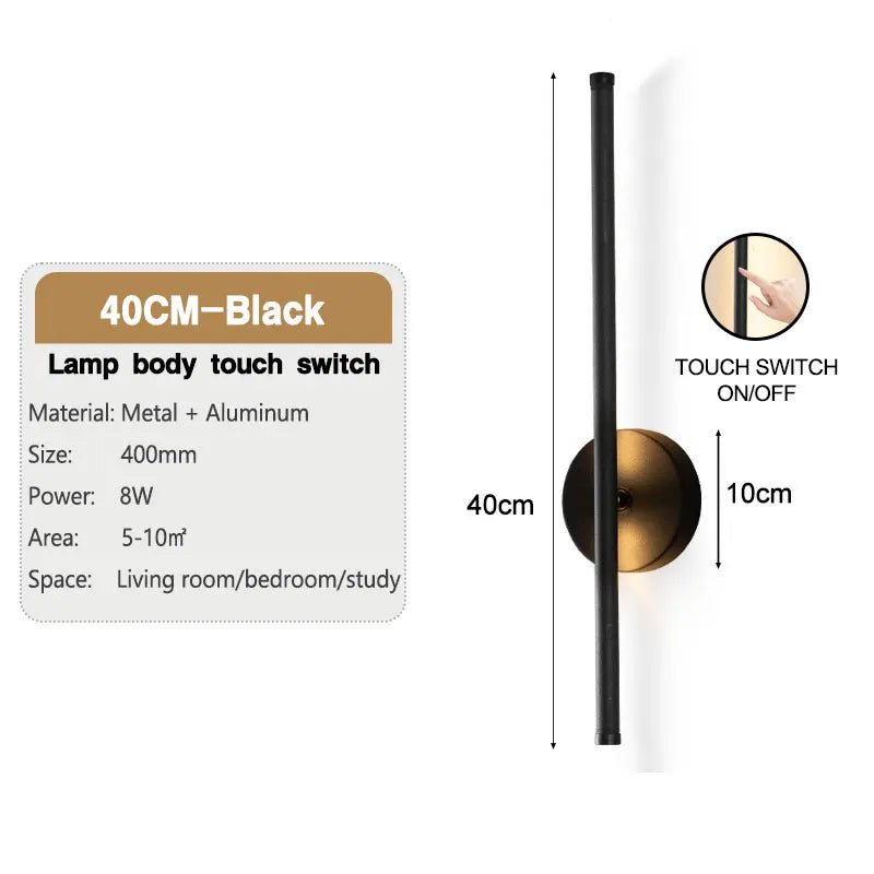 DecorBites™ Dimmable LED Wall Sconce Black Wall Lighting for Bedroom Living Room