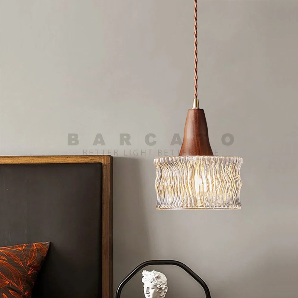 Nordic Wood and Glass Pendant Light