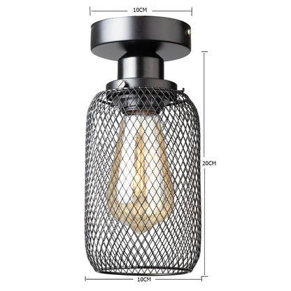 DecorBites™ مصباح سقف مزرعة معدني أسود على شكل قفص، قاعدة E27 للممر والشرفة وغرفة النوم