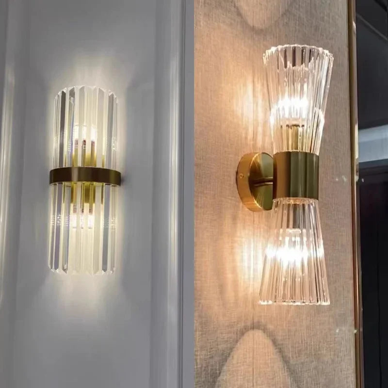 Decorbites™ Aplique de pared de cristal dorado para decoración de lujo en el dormitorio