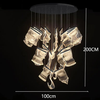 DecorBites™ Crystal Chandelier Stair Pendant Lamp Living Room Lighting