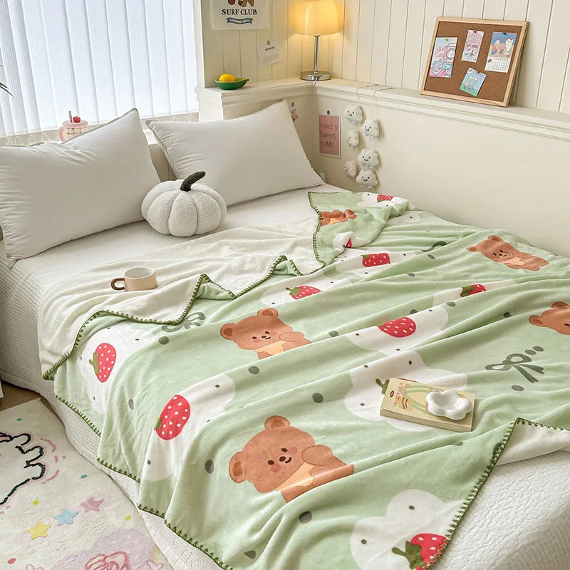 Manta de terciopelo color leche DecorBites™: Diseño bonito, cálida, multifuncional, ideal para el sofá y para viajes.