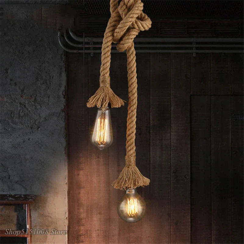 DecorBites™ Hemp Rope Net Chandelier Pendant Lamp for DIY Cafe and Bar Decor