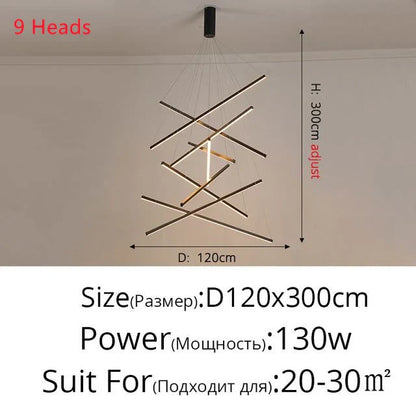 ثريا سقف من الألومنيوم من DecorBites™ مع شكل LED قابل للتغيير للسلالم وغرفة المعيشة