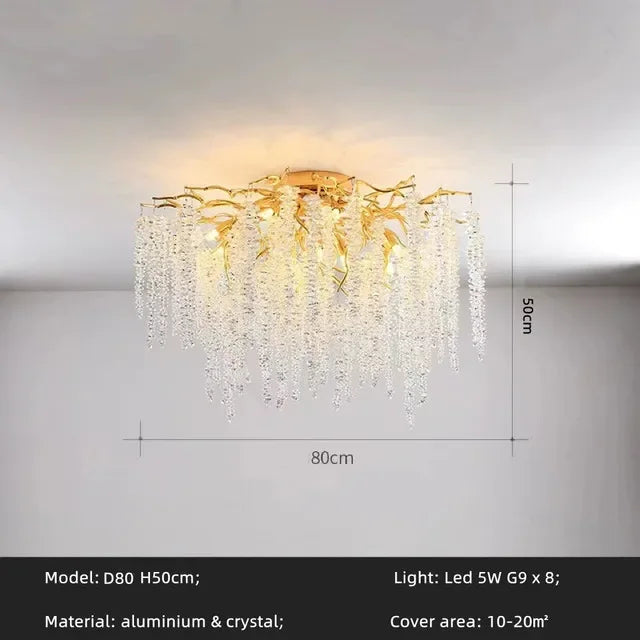 DecorBites™ Gold Glass LED Crystal Chandeliers for Luxe Dining Room Decor