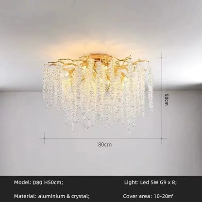 DecorBites™ Gold Glass LED Crystal Chandeliers for Luxe Dining Room Decor
