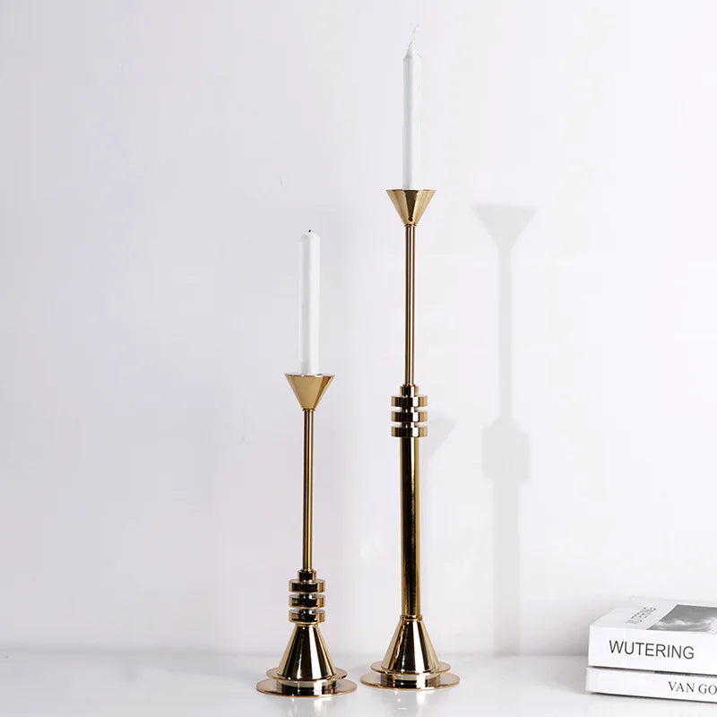 DecorBites™ Gold Geometric Candle Holder Candelabrum for Wedding Centerpieces and Home Decoration