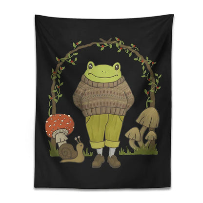 Frog Mushroom Aesthetic Tapestry Wall Hanging for Bedroom by Decobites