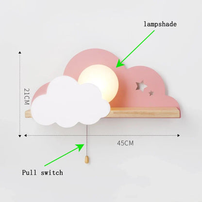 DecorBites™ Cloud Moon Wall Lamp with Pull Switch, Cartoon Style for Modern Home Decor