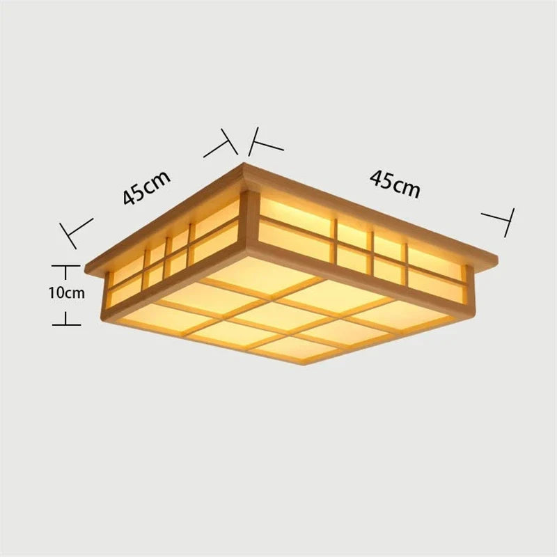 DecorBites™ Japanese Wooden Square LED Ceiling Lights for Modern Living Room and Kitchen