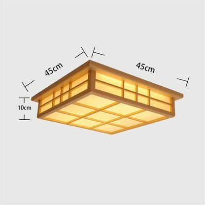 DecorBites™ Japanese Wooden Square LED Ceiling Lights for Modern Living Room and Kitchen