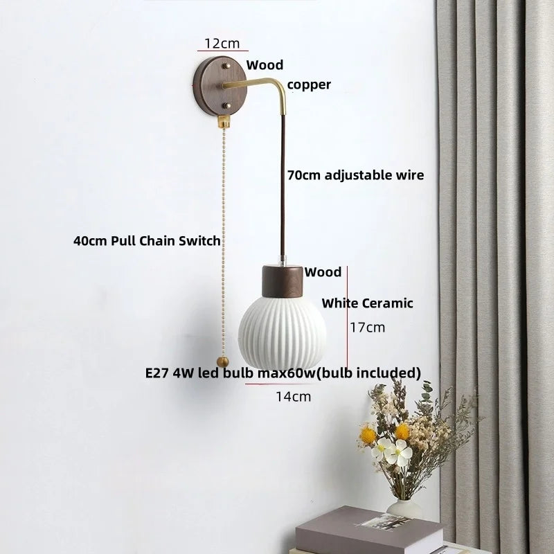 DecorBites™ Ceramic LED Wall Lamp Modern Wood Decor Stair Light Fixtures