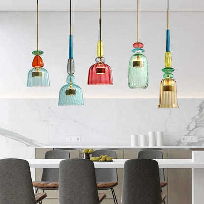 Decorbites™ Glas-Nachttischleuchte: Moderner farbenfroher Kronleuchter für Küche, Kaffeebereich und Schlafzimmer