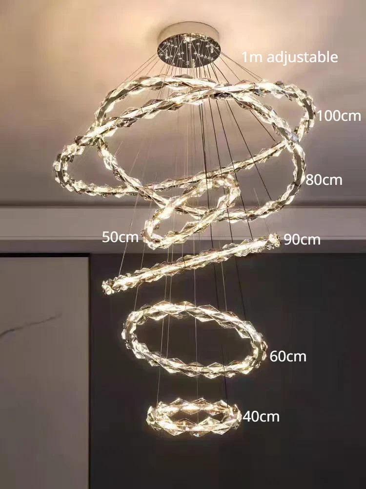 DecorBites™ Crystal Ring Chandelier: Modern Dimmable LED Ceiling Fixture