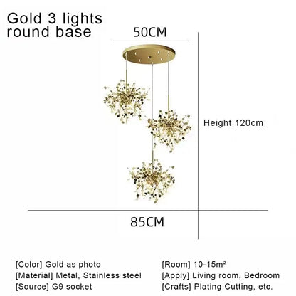 DecorBites™ Gold LED Ceiling Pendant Light Fixture for Home Decoration and Modern Living