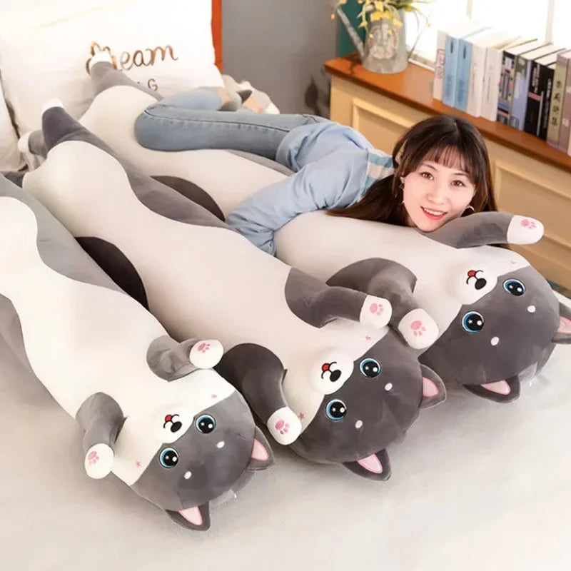 Decobites Husky Dog Side Sleep Body Pillow - Cute Sofa Bed Decoration & Gift