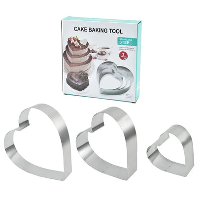 DecorBites™ Heart-Shaped Stainless Steel Mousse Mold Set - Baking Tool for Cakes & Desserts