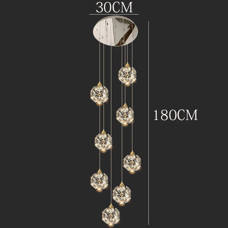 DecorBites™ Crystal Chandelier Stair Pendant Lamp Living Room Interior Lighting