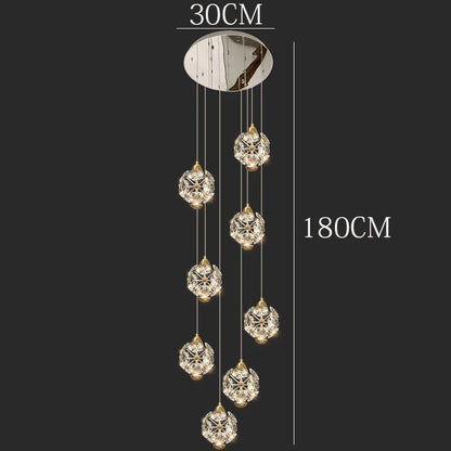 DecorBites™ Crystal Chandelier Stair Pendant Lamp Living Room Interior Lighting