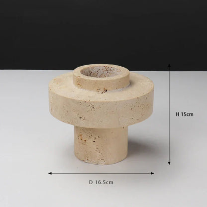 DecorBites™ Beige Travertine Stone Vase for Living Room Hotel Dining Table