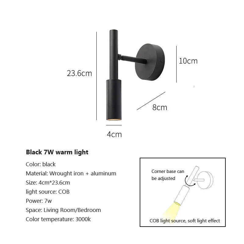 DecorBites™ LED Wall Lamp Reading Light Adjustable Rotation Bedroom Spotlight