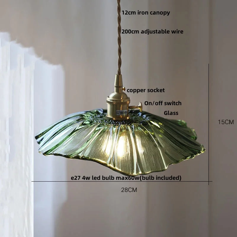 DecorBites™ Clear Glass Nordic LED Pendant Light Fixture with Brass Knob Switch