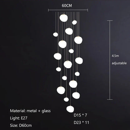 DecorBites™ Cobblestone Glass LED Pendant Lights for Villa Hotel Loft Stair Lamp