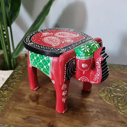 DecorBites™ Elephant Stool: Handmade Thai Style Solid Wood Low Stool Ethnic Gift Home Decor