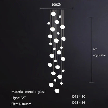 DecorBites™ Gregg Pendant Lamp: White Bubble Glass Italian Design for Home, Kitchen, Restaurant