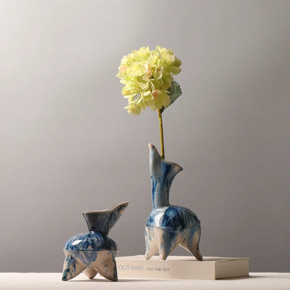 Jarrón de cerámica con patrón de tinta irregular DecorBites™ - Decoración para el hogar en porcelana china