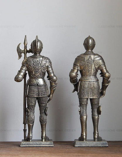 DecorBites™ Iron Armored Soldier Knight Sculpture Home Decor Figurine