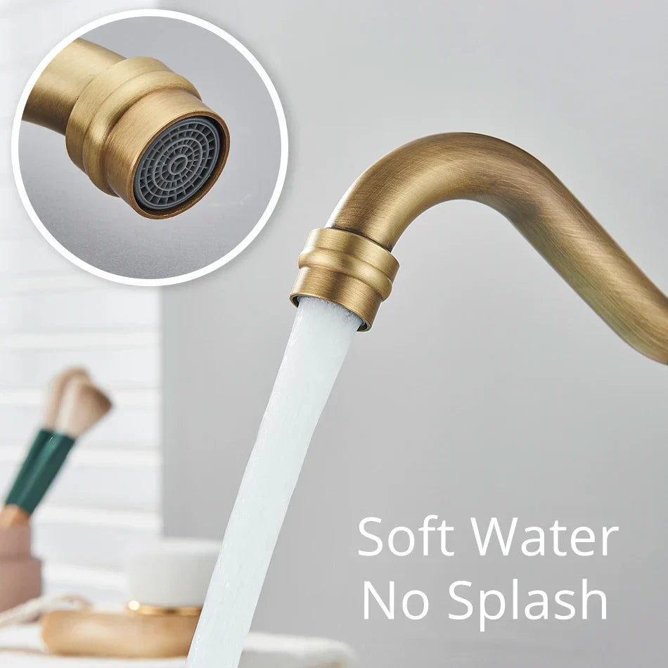 DecorBites™ Black Brass Waterfall Basin Faucet - Single Handle Vanity Tap