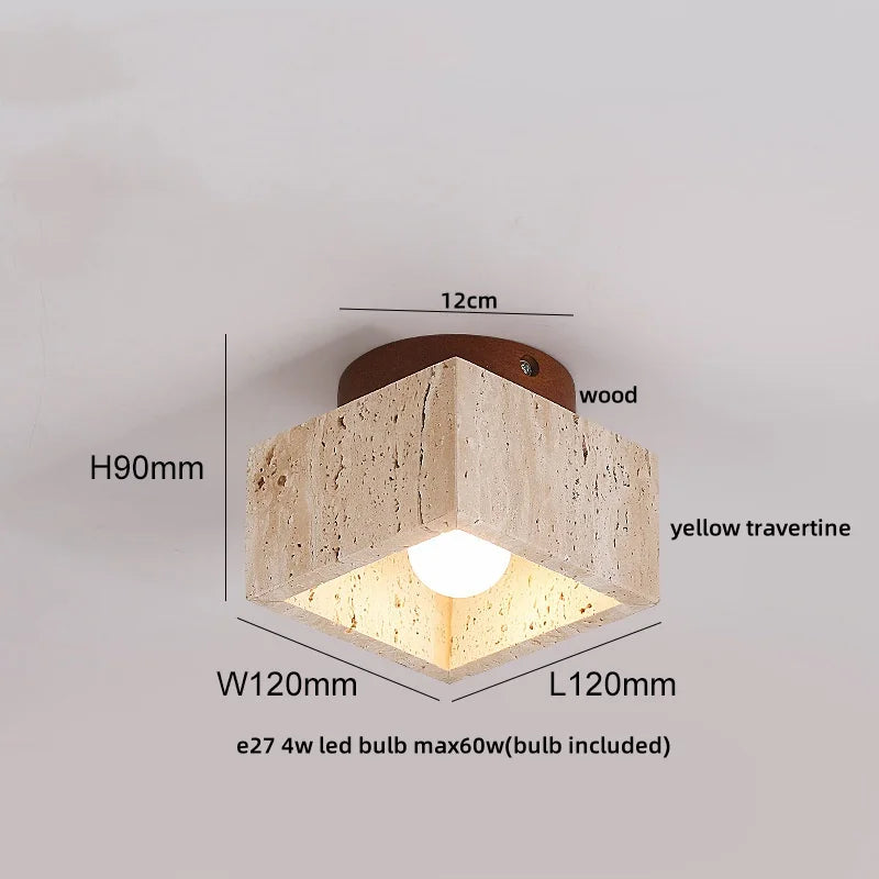 DecorBites™ LED Ceiling Lamp Natural Yellow Travertine Walnut Wood Ceiling Lights