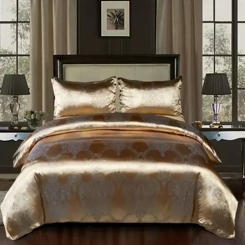 Decobites Luxury Jacquard King Size Bedding Set: European-Inspired Elegance for Queen & Double Beds