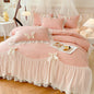 Decobites Korean Lace Bow Bedding Set: Luxury Princess Quilt Cover for Girls Wedding Home Textiles