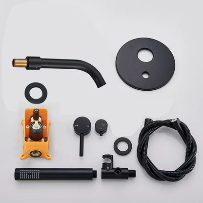 Juego de grifo para bañera DecorBites™ de doble manija con rociador manual y caño de montaje en pared